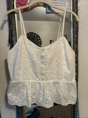 Levi's White Eyelet Lace Peplum Cami